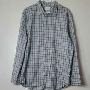 Billy Reid Melange Plaid John T Shirt Standard Mens Size Extra Large Button Down